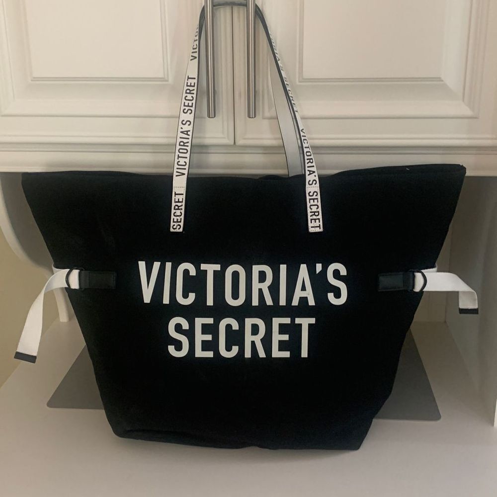 Victorias Secret Black Canvas Tote